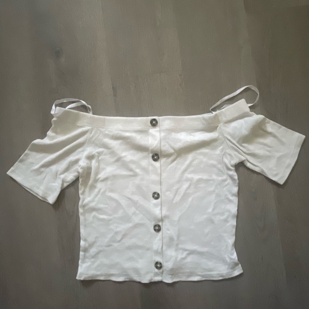 White Button Down Crop Blouse